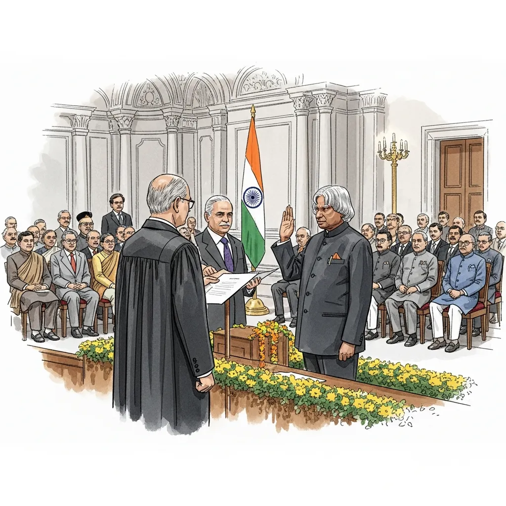 डॉ. ए. पी. जे. अब्दुल कलाम यांनी राष्ट्रपती पदाची शपथ घेतली
