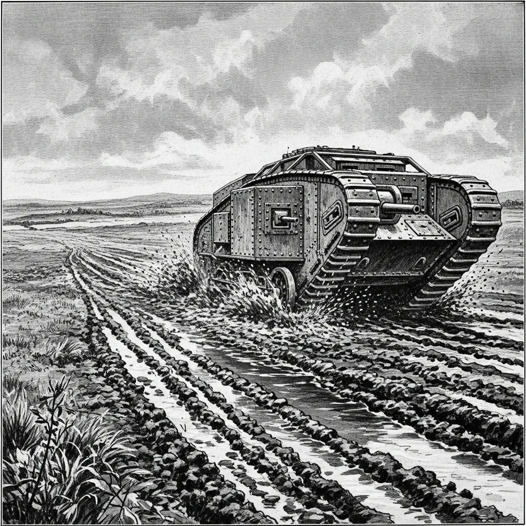 Testing of the first military tank
