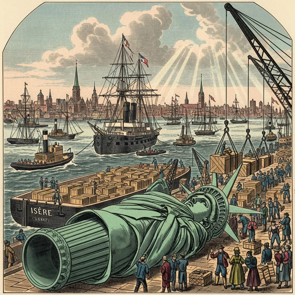 Arrival of Statue of Liberty in New York